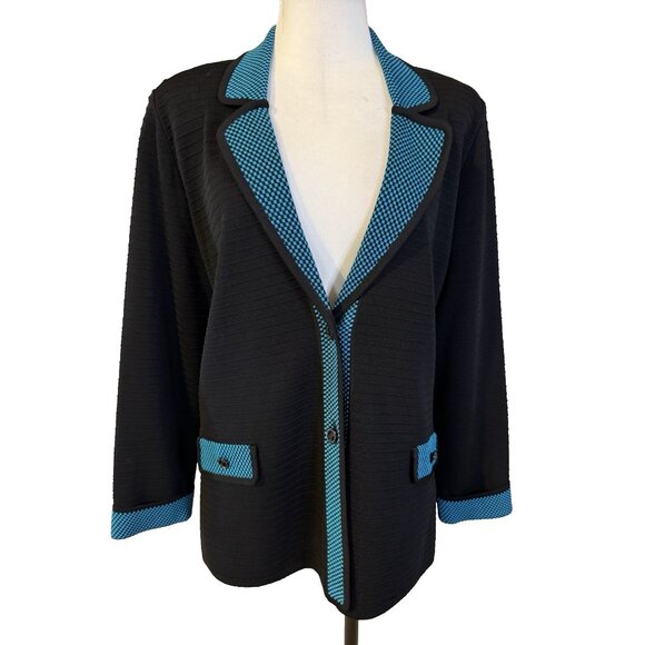 MISOOK Cardigan Jacket XL Black Blue Knit Long Sleeve Coordinate Washable - Picture 1 of 9